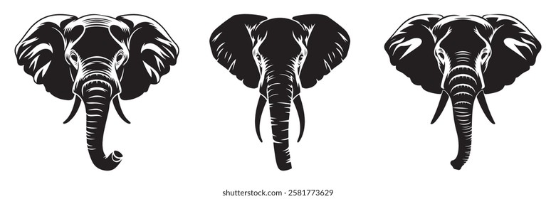 Elephant vector silhouette illustration isolated on white background.