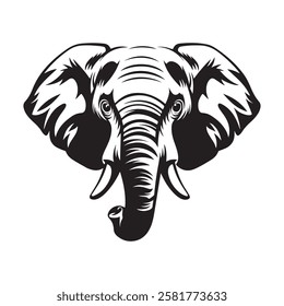 Elephant vector silhouette illustration isolated on white background.