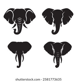 Elephant vector silhouette illustration isolated on white background.