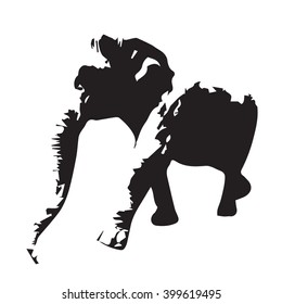 Elephant vector silhouette, elephant walks