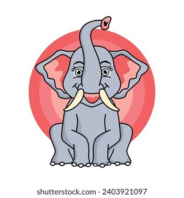 elephant vector sitting on ground and lifting trunk