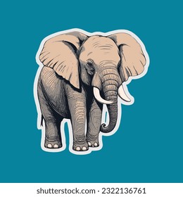 Elephant Vector sticker. Elephant sticker. Animal sticker