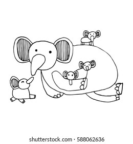 Elephant Vector, Zen tangle stylized cartoon, Hand drawn sketch for adult coloring page, T-shirt emblem, logo or tattoo with doodle.