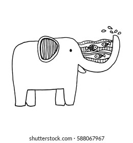 Elephant Vector, Zen tangle stylized cartoon, Hand drawn sketch for adult coloring page, T-shirt emblem, logo or tattoo with doodle.