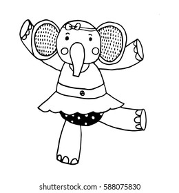 Elephant Vector, Zen tangle stylized cartoon, Hand drawn sketch for adult coloring page, T-shirt emblem, logo or tattoo with doodle.