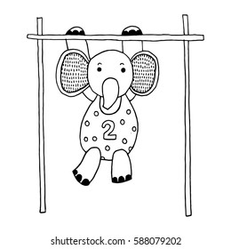 Elephant Vector, Zen tangle stylized cartoon, Hand drawn sketch for adult coloring page, T-shirt emblem, logo or tattoo with doodle.