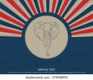 elephant in a vintage poster design element
