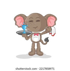 the elephant waiter cartoon. cartoon mascot vector