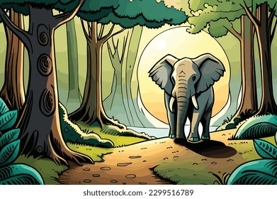 an elephant is walking in the afternoon.
