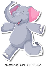 Elephant walking cartoon character on white background illustration