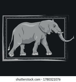 elephant walking in gray scale