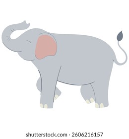 elephant walking handrawn flat style illustration