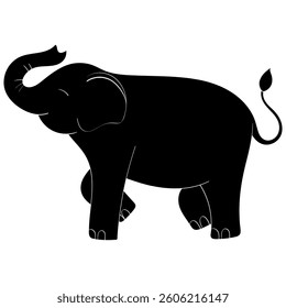 elephant walking handrawn solid style illustration