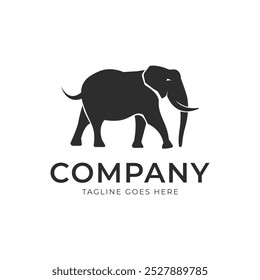 Diseño de icono de logotipo de elefante caminando aislado en fondo blanco. Vector 