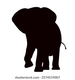 elephant walking silhouette on white background vector