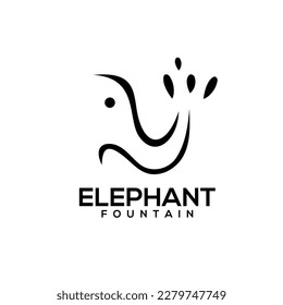 Elephant water fountain vector logo design