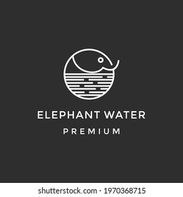 elephant water line logo vector illustration on a black background