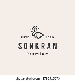 elephant water sonkran hipster vintage logo vector icon illustration