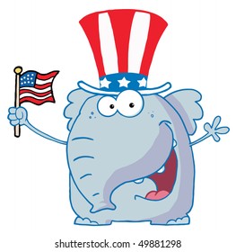  Elephant Waving An American Flag