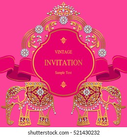 Elephant wedding card.