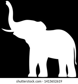 Elephant white on black background,vector illustration