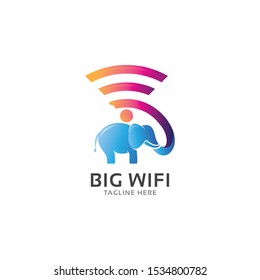 Elephant Wifi Great Connection Logo Vector Icon Illustration