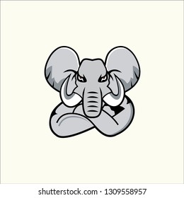 Elephant wild animal head mascot vector illustration logo. Head of African elephant. Emblem design for sport team. - Vector 