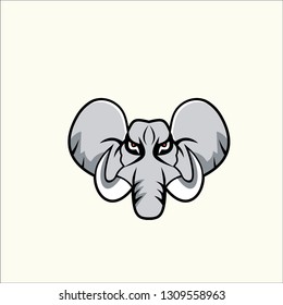 Elephant wild animal head mascot vector illustration logo. Head of African elephant. Emblem design for sport team. - Vector 