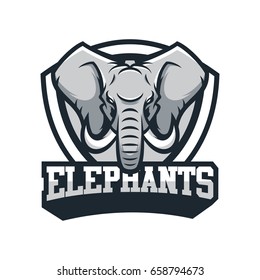 Elephant wild animal head mascot vector illustration logo