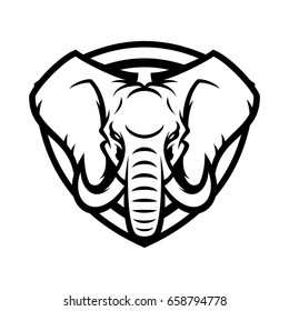 Elephant wild animal head mascot vector illustration logo