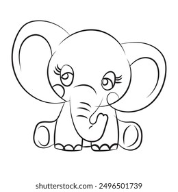 Vector de arte de línea de icono de animal salvaje elefante, signo, símbolo, logotipo, trazo editable.