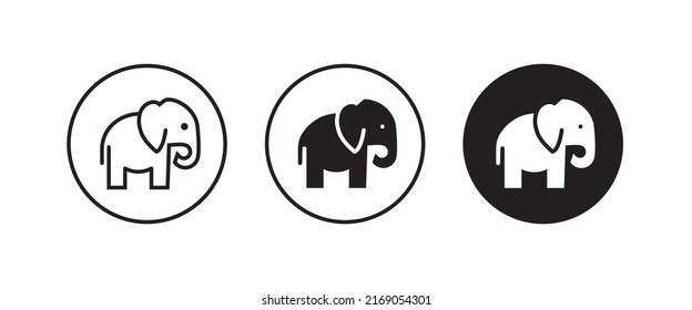 elefante vectorial de ícono de animal salvaje, signo, símbolo, logotipo, ilustración, trazo editable, estilo de diseño plano aislado en blanco lineal
