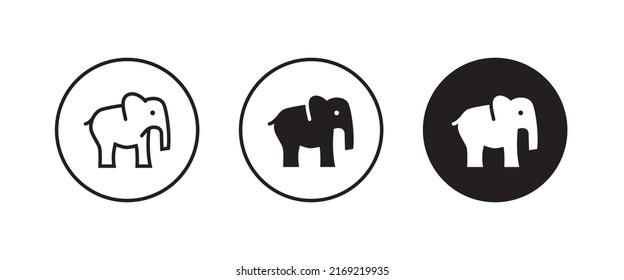 Elefantenwildtiersymbol, Vektorgrafik, Zeichen, Symbol, Logo, Illustration, bearbeitbarer Strich, flacher Designstil einzeln auf Weiß
