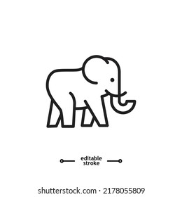 elephant wild animal icon vector, sign, symbol, logo, illustration, editable stroke, flat design style isolated on white linear