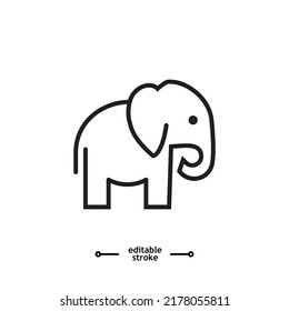 elephant wild animal icon vector, sign, symbol, logo, illustration, editable stroke, flat design style isolated on white linear