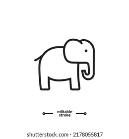 elephant wild animal icon vector, sign, symbol, logo, illustration, editable stroke, flat design style isolated on white linear