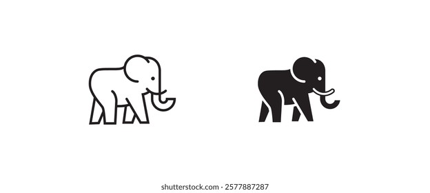 elephant wild animal icon vector, sign, symbol, logo, illustration, editable stroke, flat design style isolated on white linear