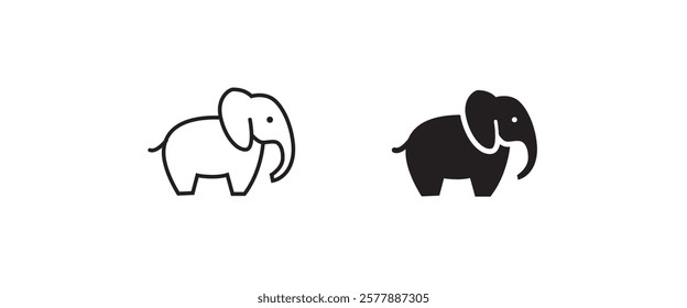 elephant wild animal icon vector, sign, symbol, logo, illustration, editable stroke, flat design style isolated on white linear