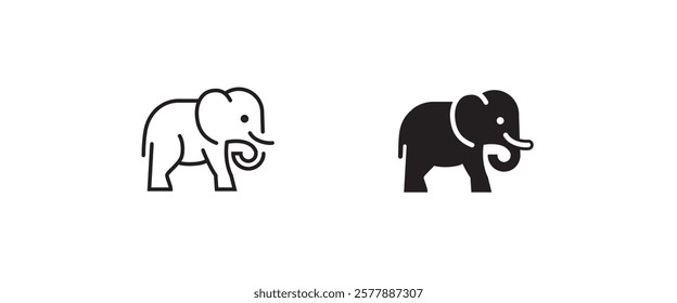 elephant wild animal icon vector, sign, symbol, logo, illustration, editable stroke, flat design style isolated on white linear