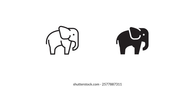 elephant wild animal icon vector, sign, symbol, logo, illustration, editable stroke, flat design style isolated on white linear