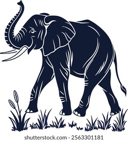 A elephant wondering in a forest.