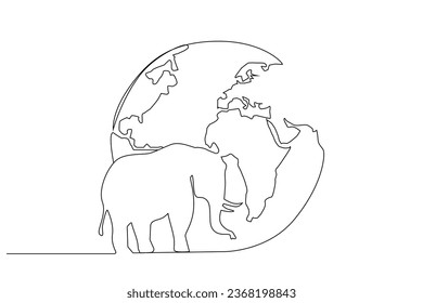 Elefant World Map World World World Education Ökosystem Tiere Lebenslinie Kunstdesign Konzept