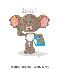 the elephant yawn character. cartoon mascot vector