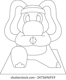 Elephant Yoga Fitness Gymnastics Animal Vector Graphic Art Illustration