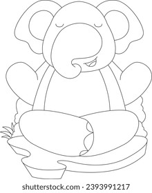 Elephant Yoga Fitness Meditation Animal Vector Graphic Art Illustration