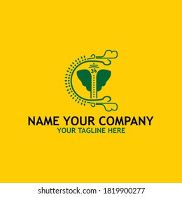 elephant yoga logo design vector