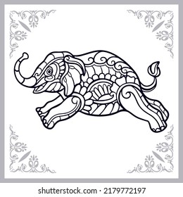 Elephant zentangle arts isolated on white background