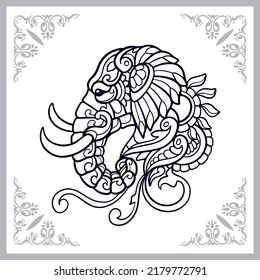 Elephant zentangle arts isolated on white background