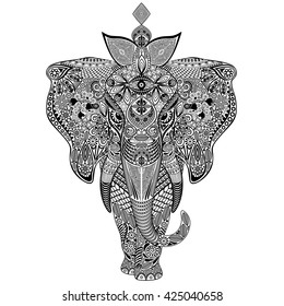 Elephant Zentangle Doodle Art 