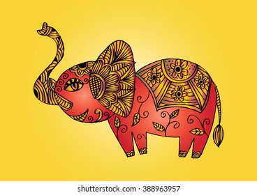  Elephant in zentangle style